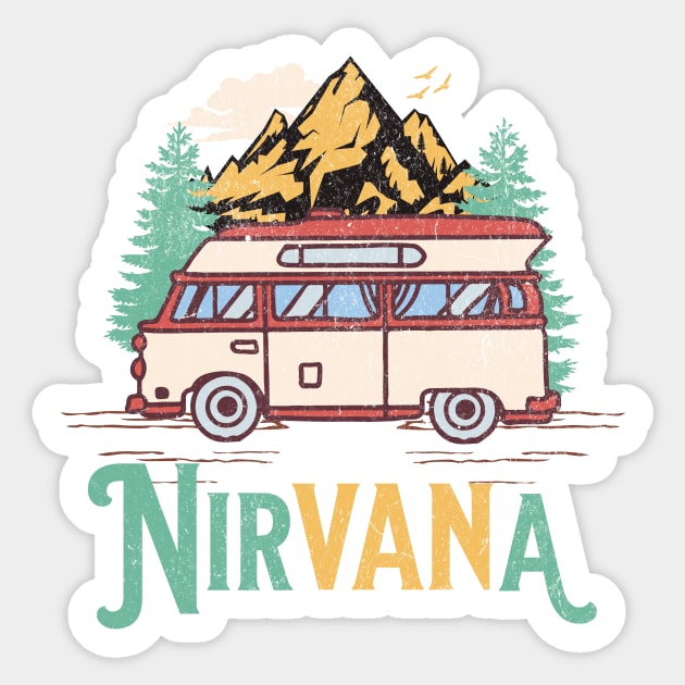 Camper Van Life Camping Nirvana Sticker by SunburstGeo